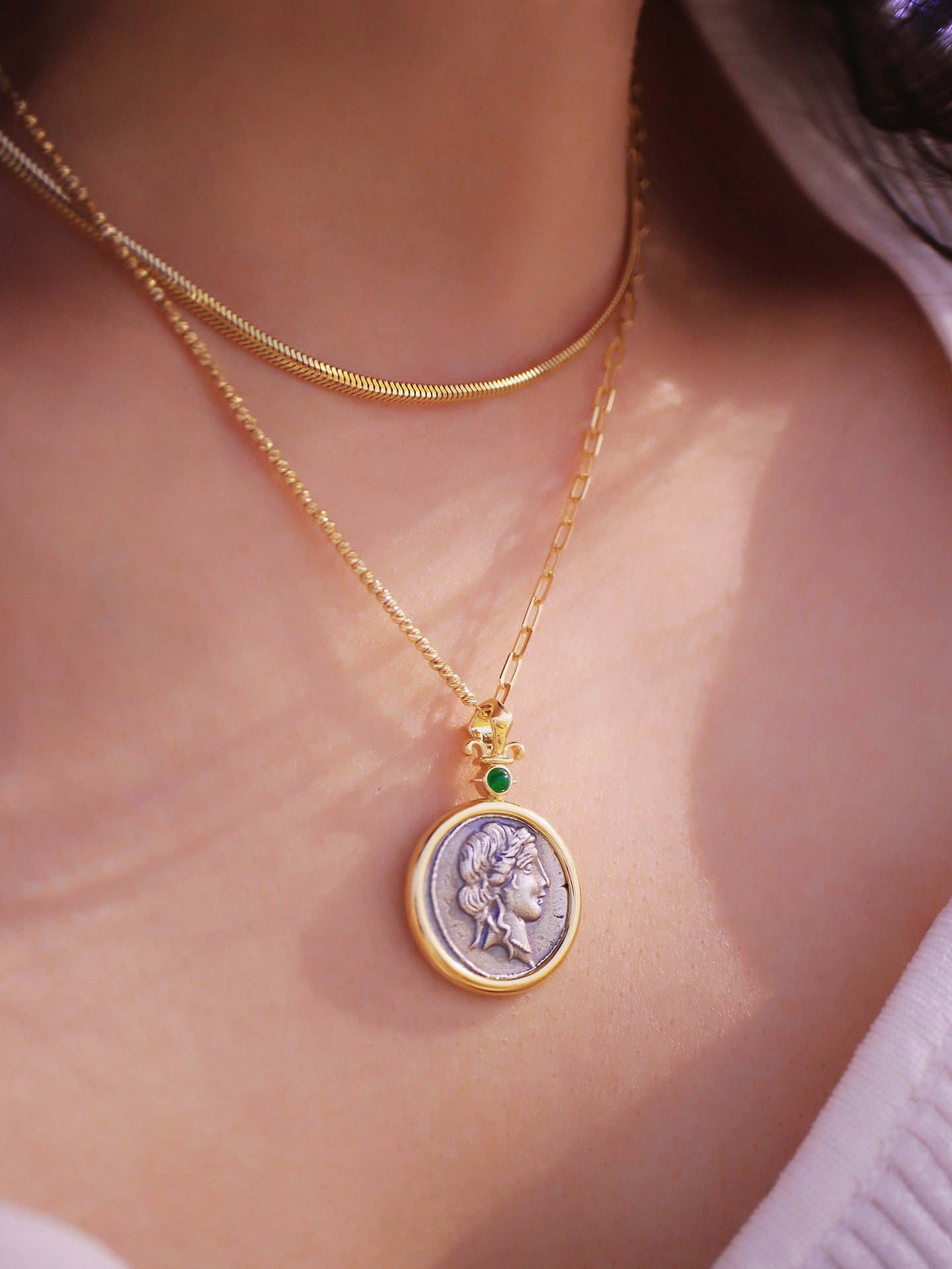 Venus Ancient Greek Coin Medallion 18K Gold Pendant (Item No. COIN022)