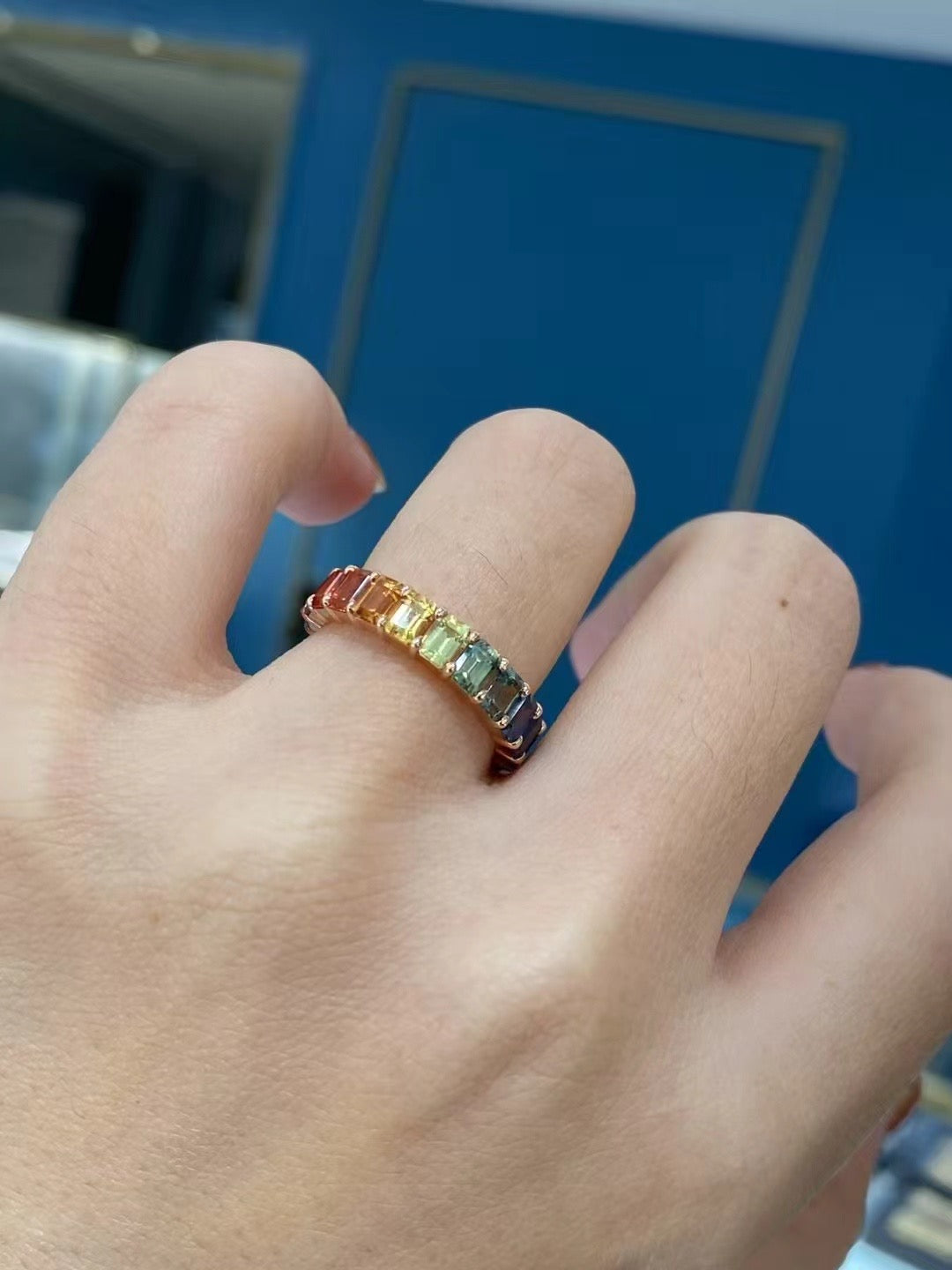 Rainbow Sapphire 18k Gold Ring (Item No. SA046)