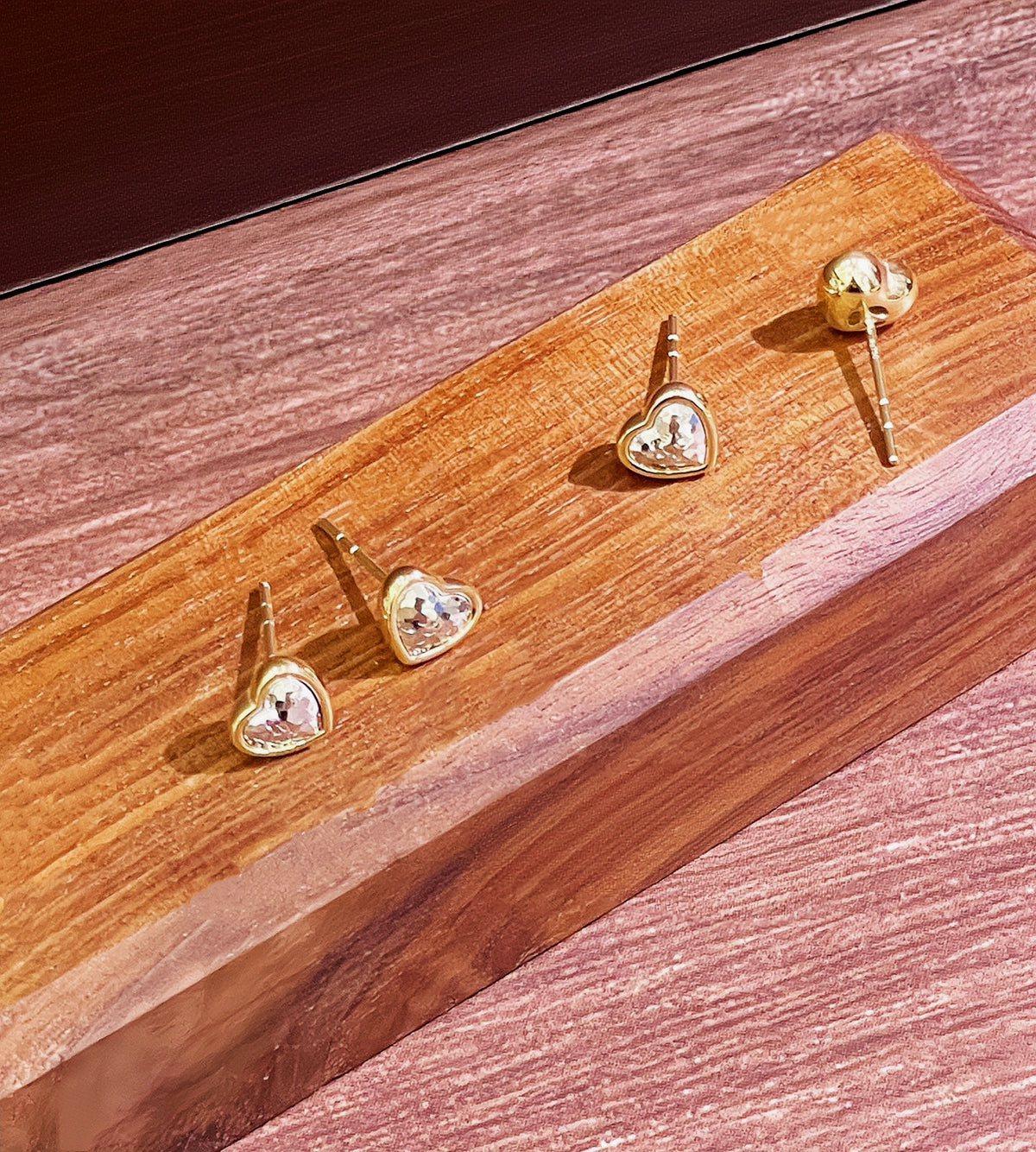 Bubble Heart Diamond-Like Sparkling 18k Gold Earring (Item No. SJER027)