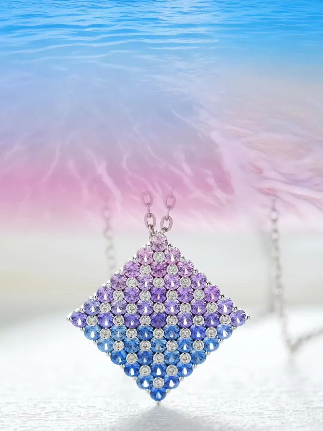 Rainbow Sapphire 18k Gold Pendant (Item No. SA098)