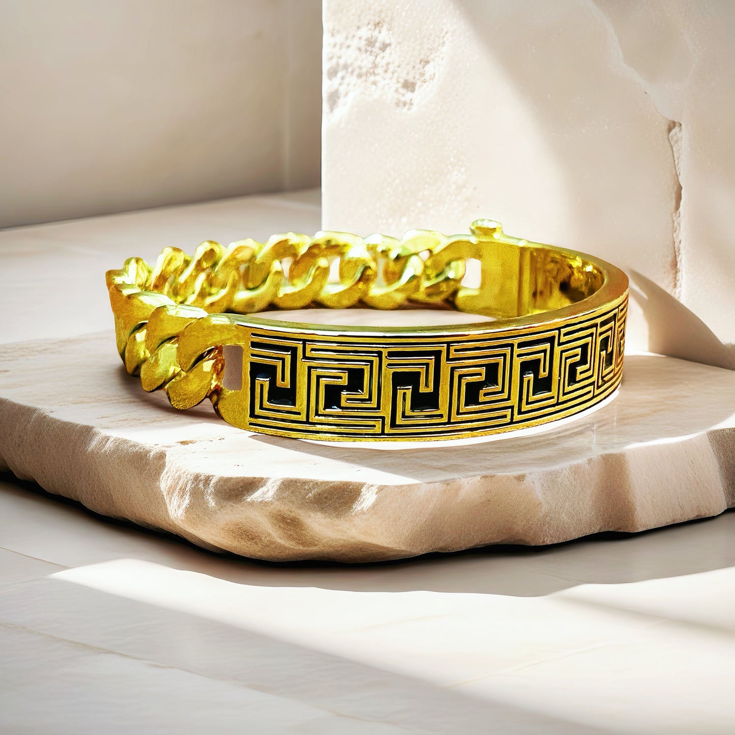 Greek Key Enamel Sterling Silver/9k/14k/18k Bracelet Chain (Item No. GB0004)