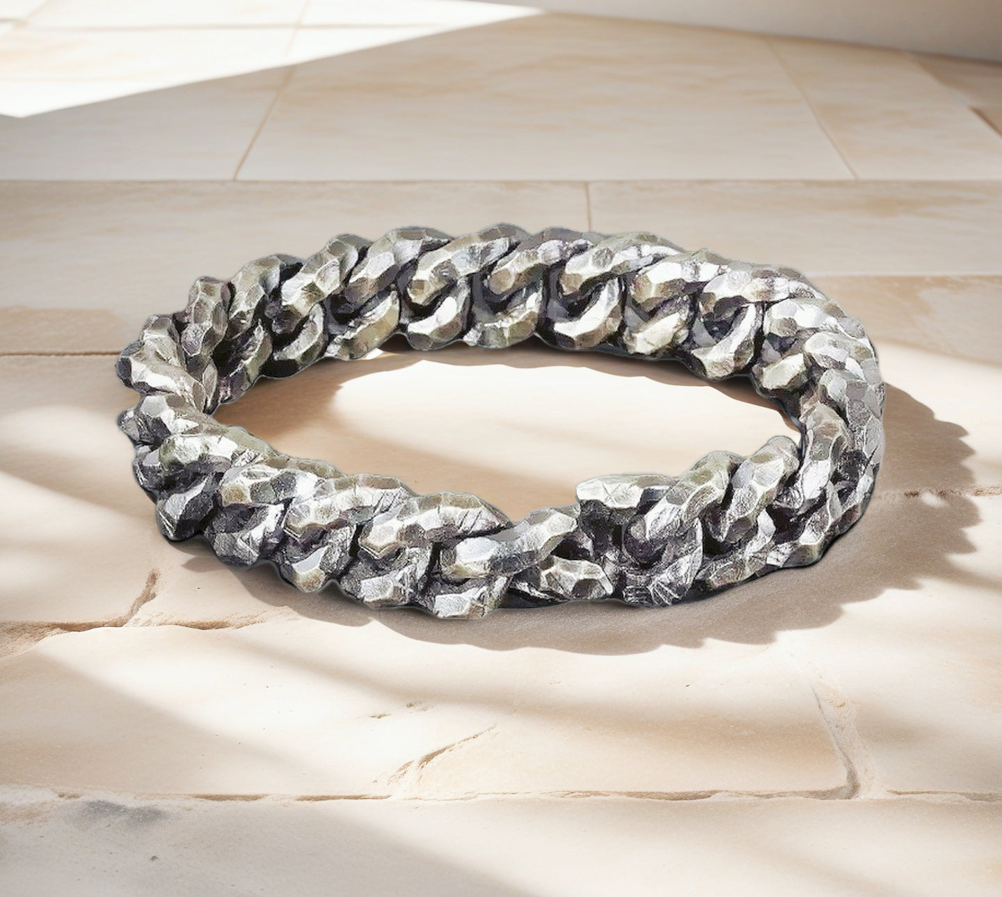 Heavy Metal Hammered Silver Bracelet (Item No. B0611 )