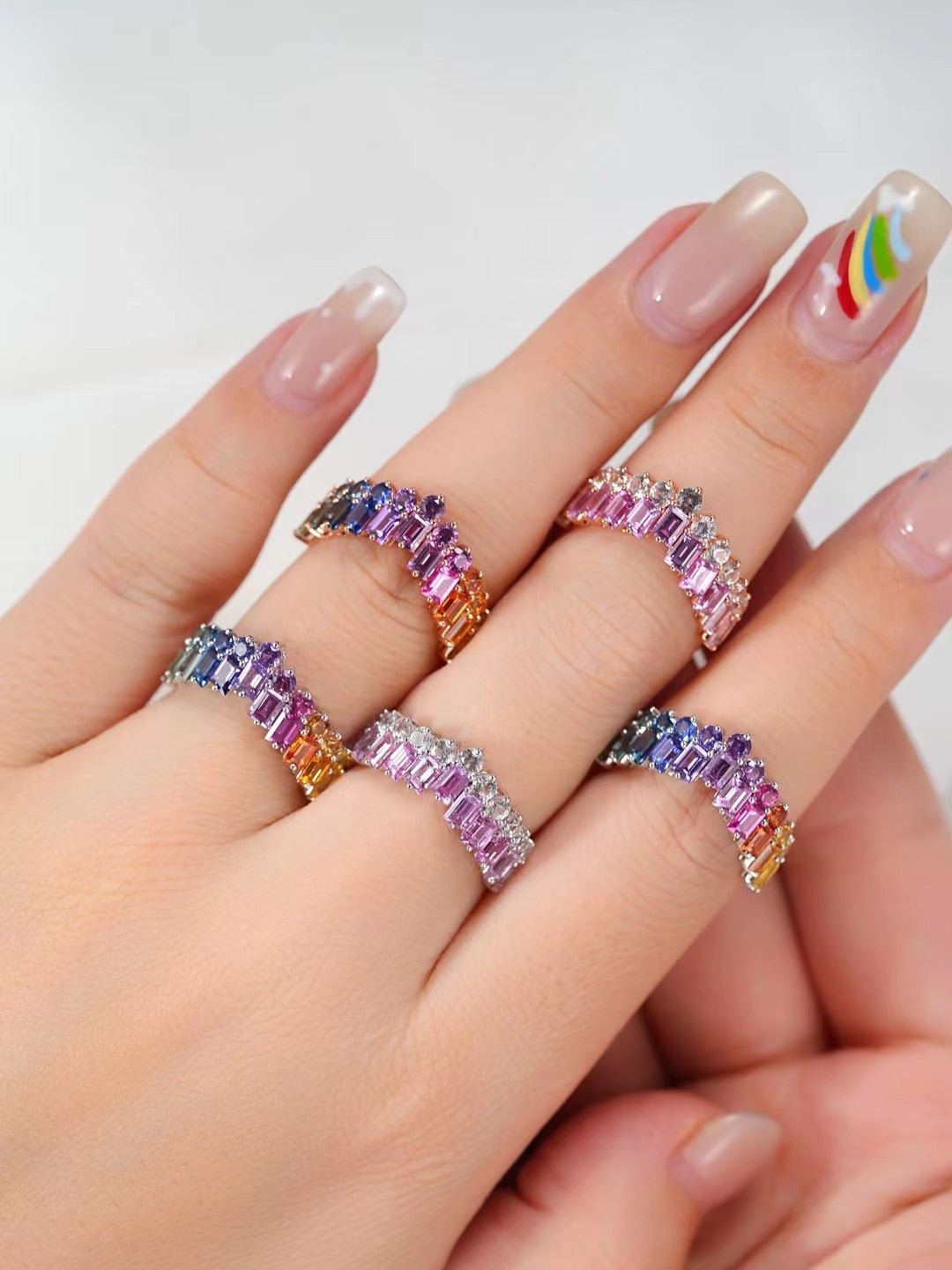 Rainbow Sapphire 18k Gold Ring (Item No. SA076)