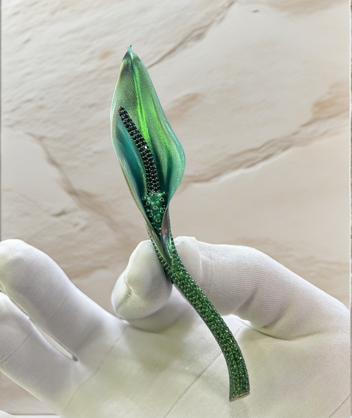 Anodized Titanium Green Tsavorite Brooch (Item No. TA010)