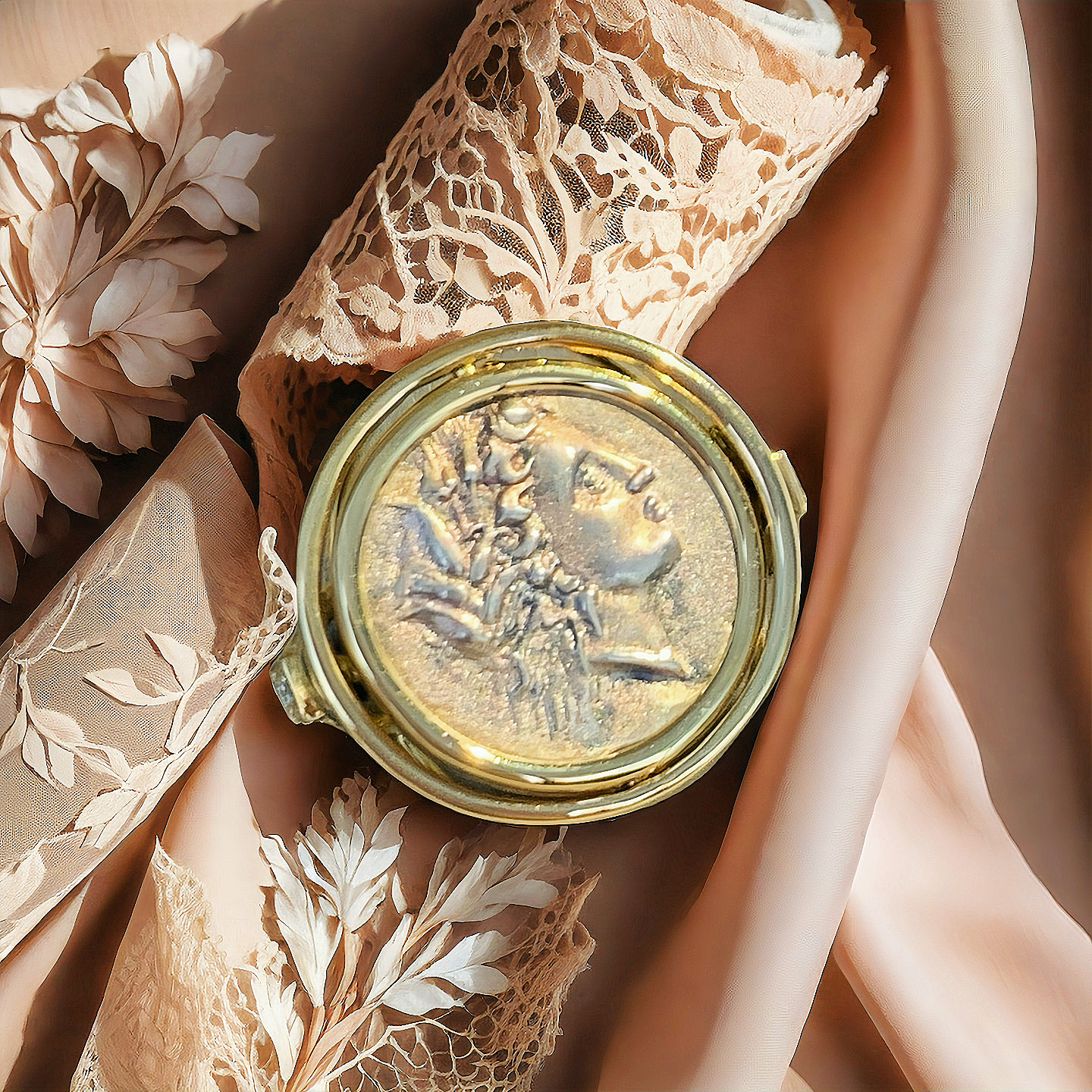 Demeter Ancient Coin Medallion 18K Gold Ring (Item No. COIN096)