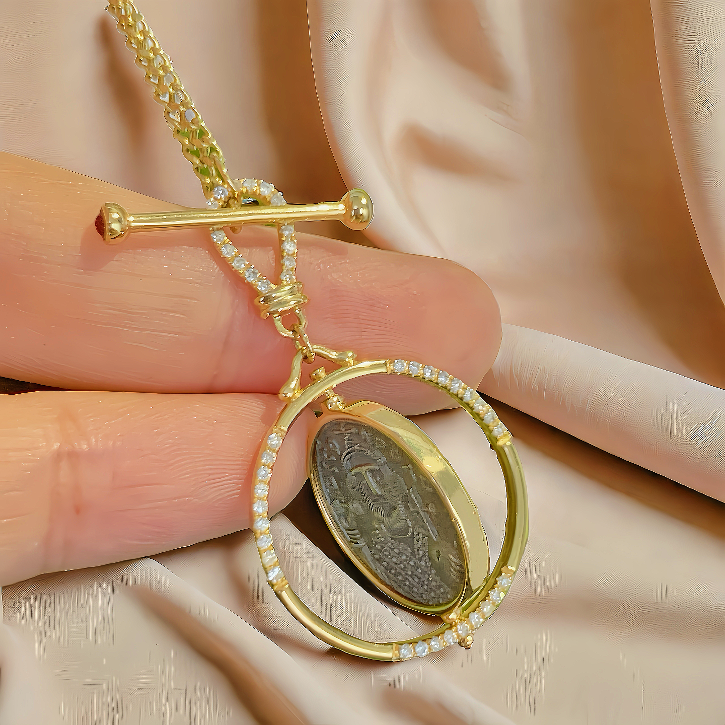 Byzantine Emperor Ancient Greek Coin Medallion 18K Gold Pendant (Item No. COIN064)