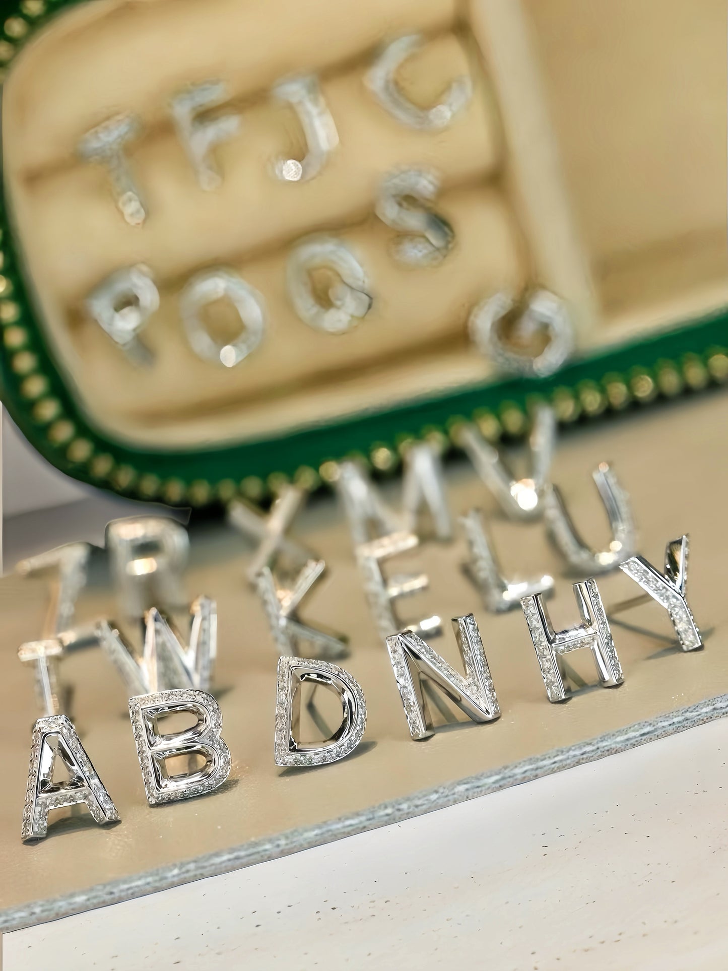 Alphabet Letters 18k Gold Diamond Earring (Item No. VT196)