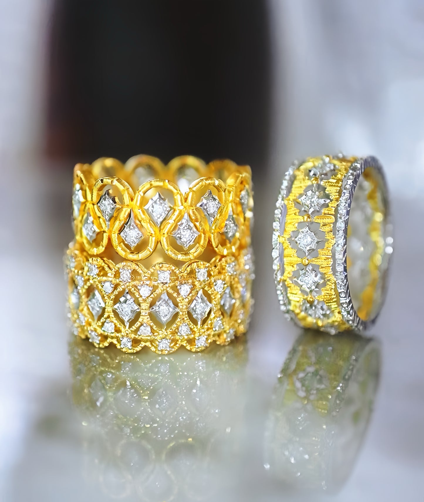 GuipureLace Vintage 18k Gold Diamond Ring (Item No. VT026)