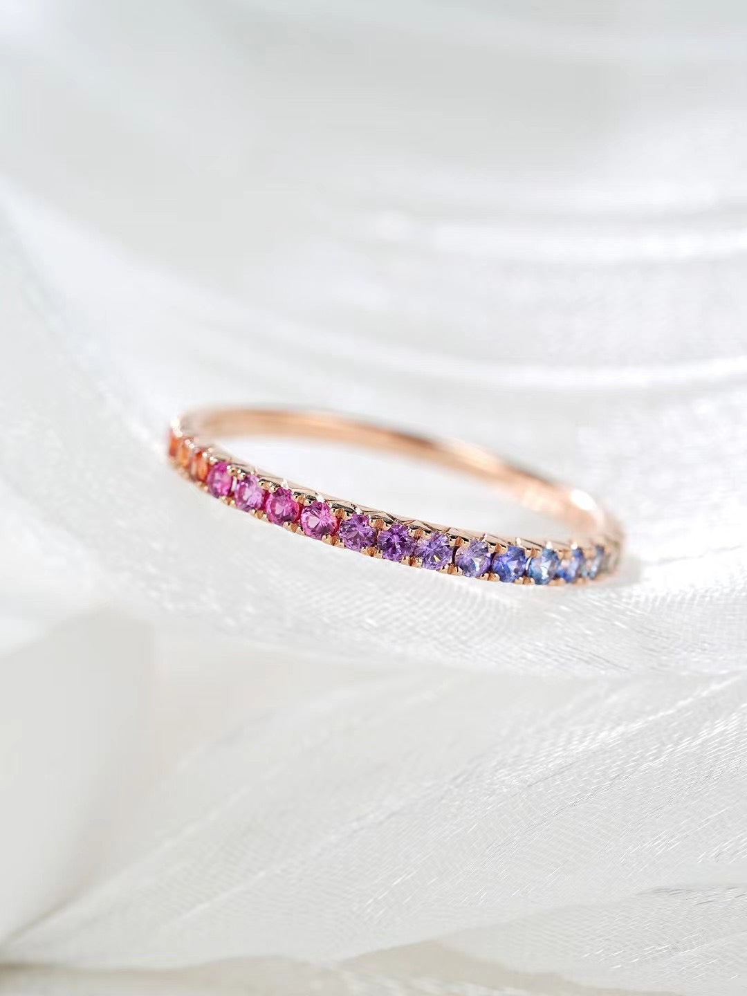 Rainbow Sapphire 18k rose Gold Ring (Item No. SA003)