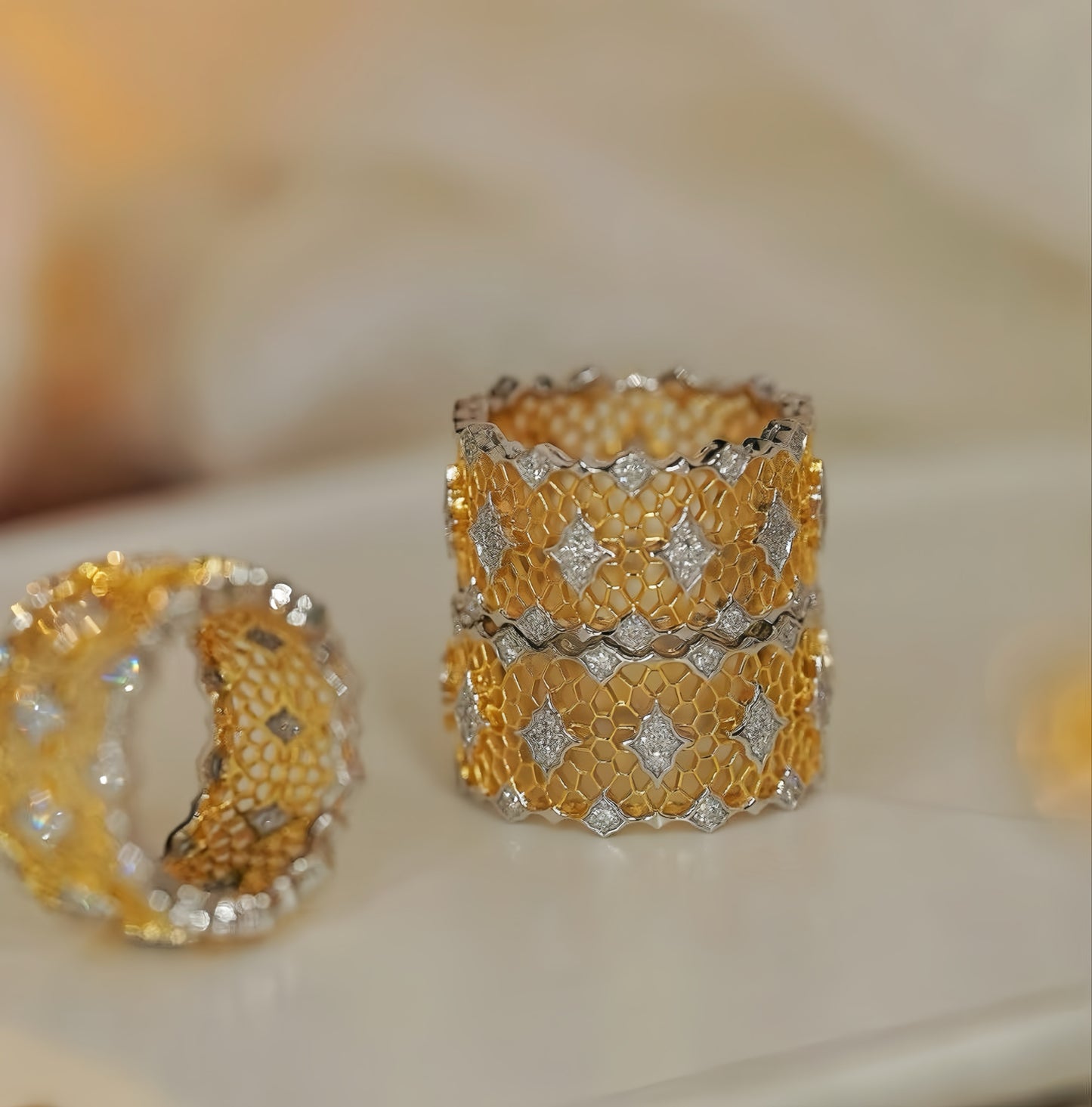 Vintage Victoria Lace 18k Gold Diamond Ring (Item No. VT043)