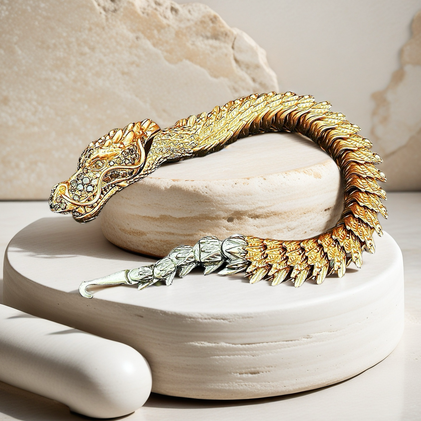 Gold Dragon Diamond Bracelet Chain (Item No. GB0023)