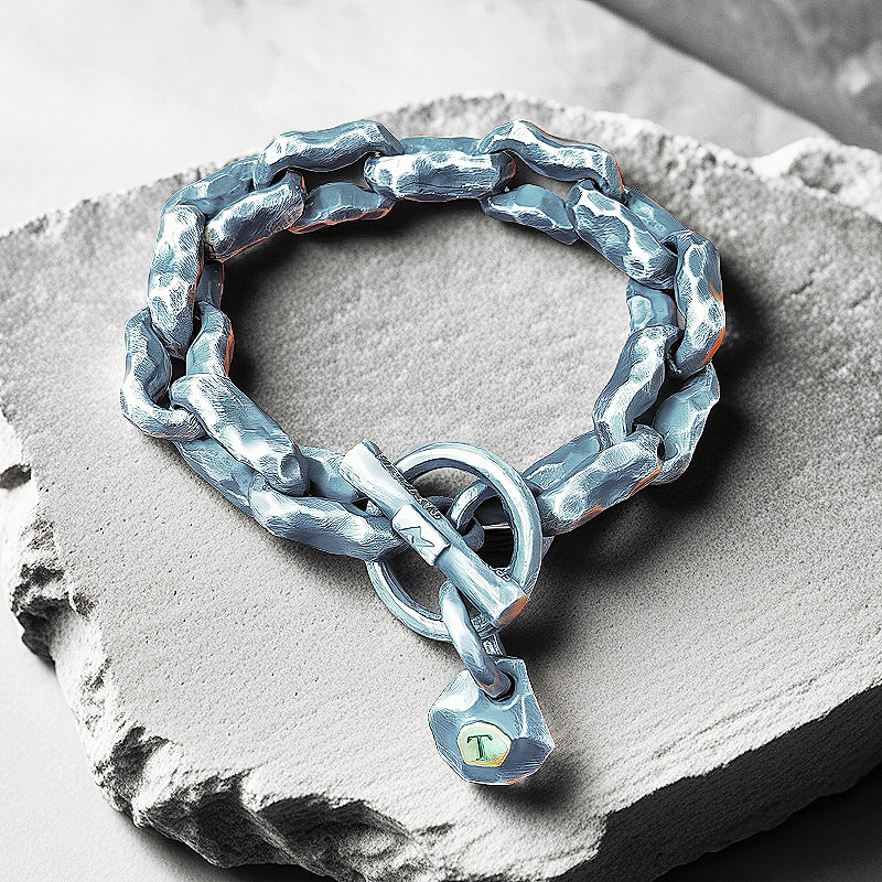 Heavy Metal Hammered Silver Bracelet Oxidized (Item No.B0608)