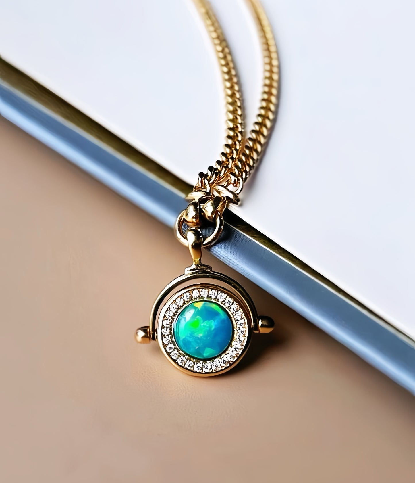 Athena Opal 18k Gold Coin Pendant (Item No. VT109)