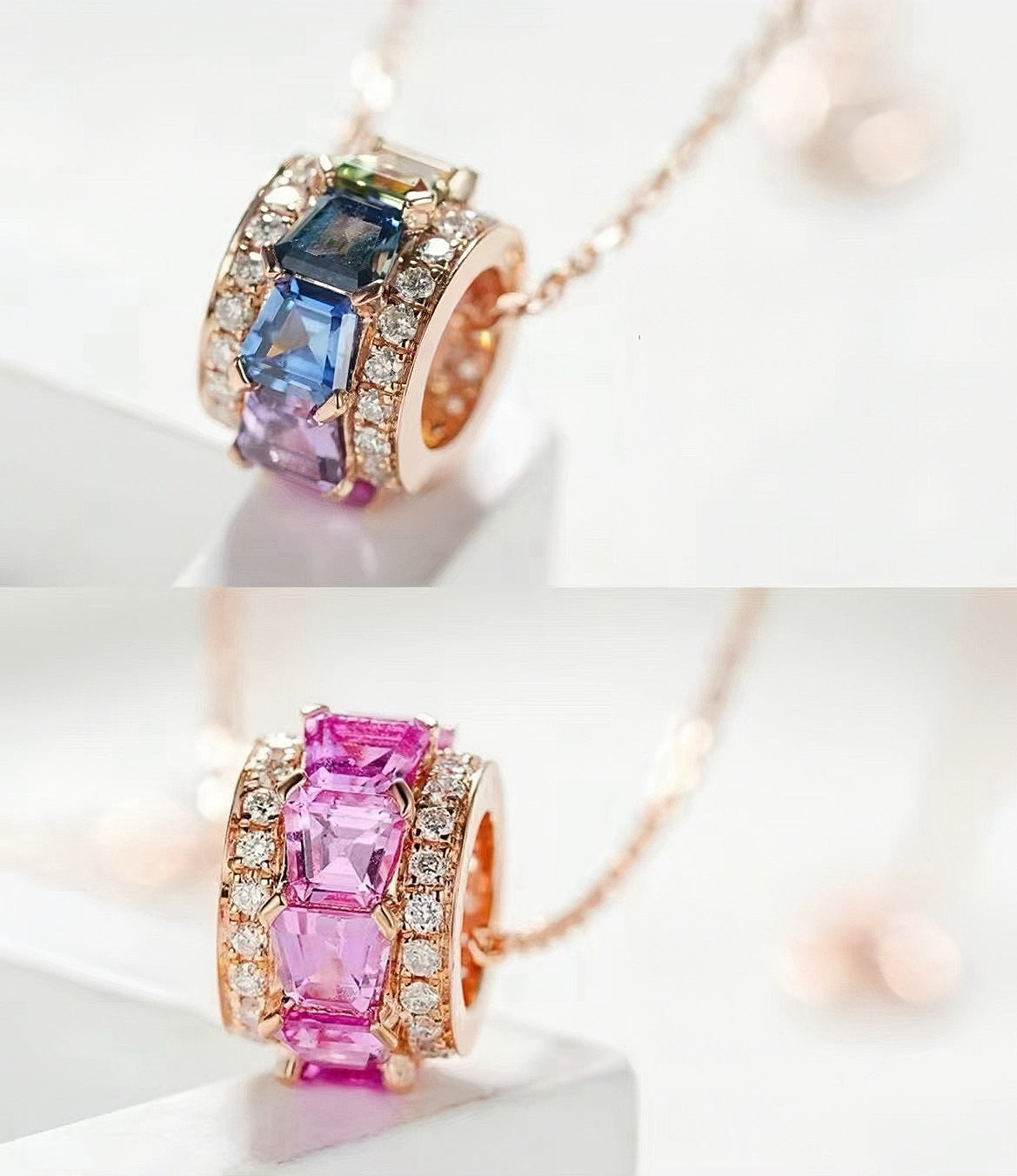 Rainbow Sapphire 18k Gold Pendant (Item No. SA048)