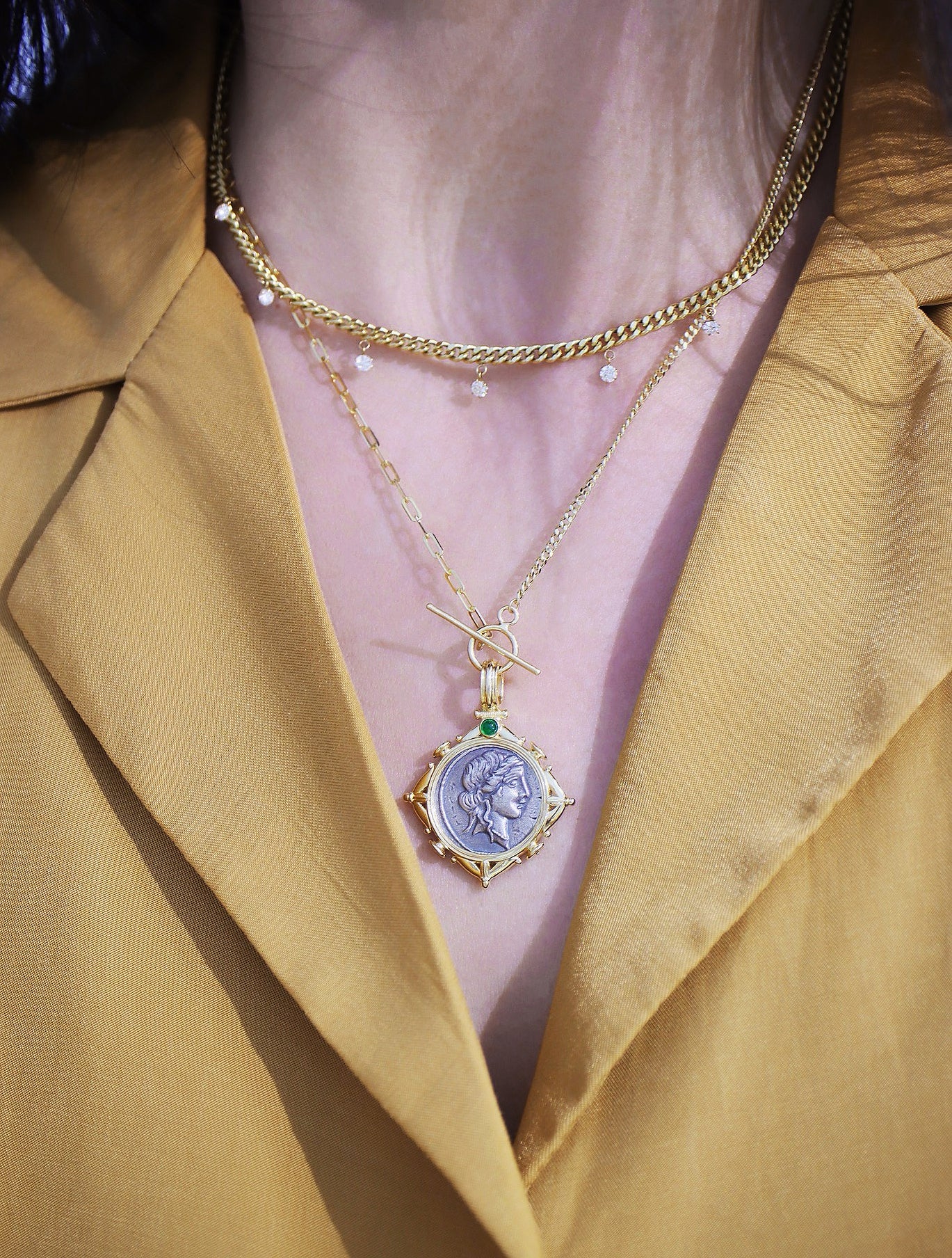 Venus Ancient Greek Coin Medallion 18K Gold Pendant (Item No. COIN021)