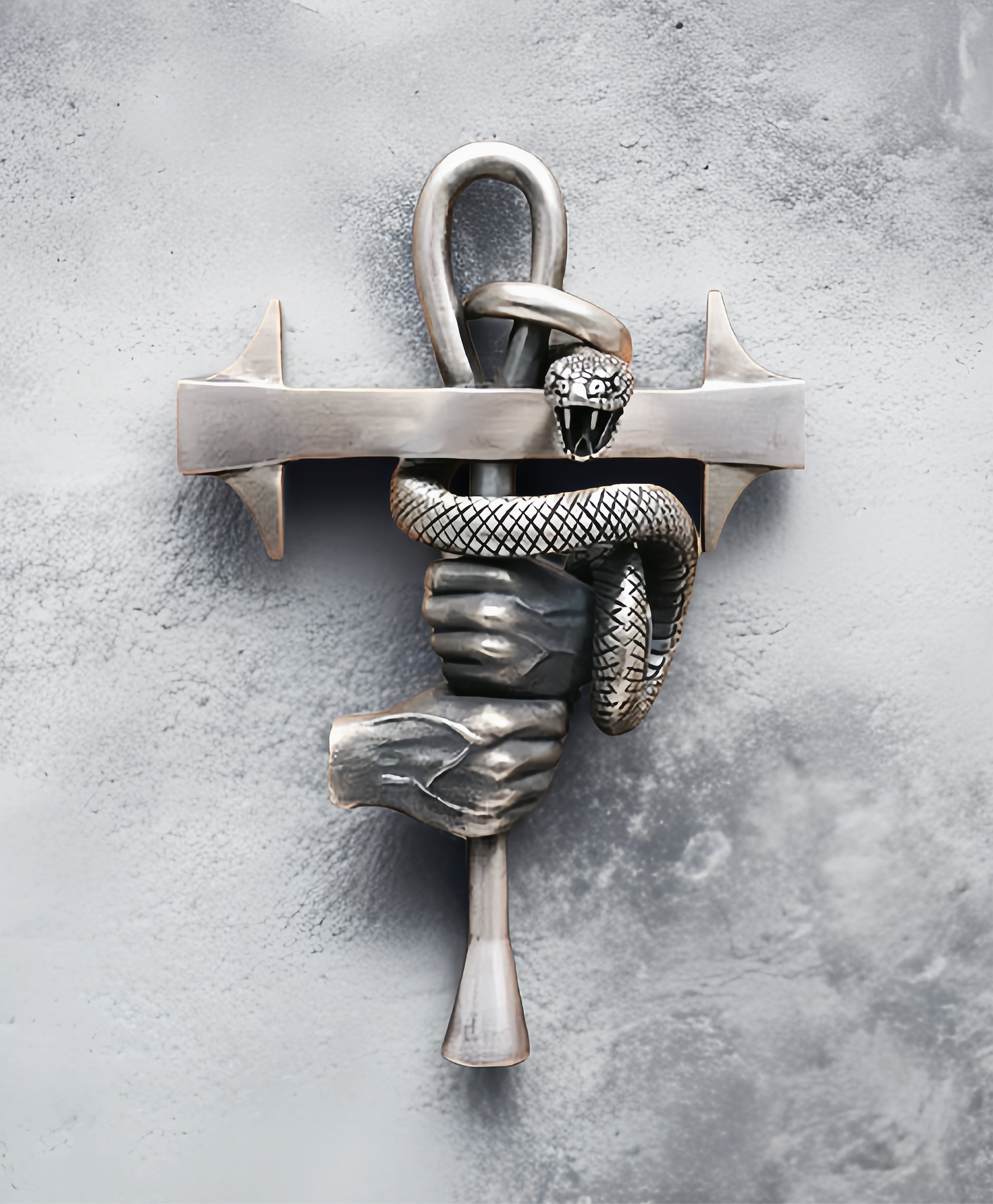 Snake Fist Cross Silver Pendant (Item No. SC016)