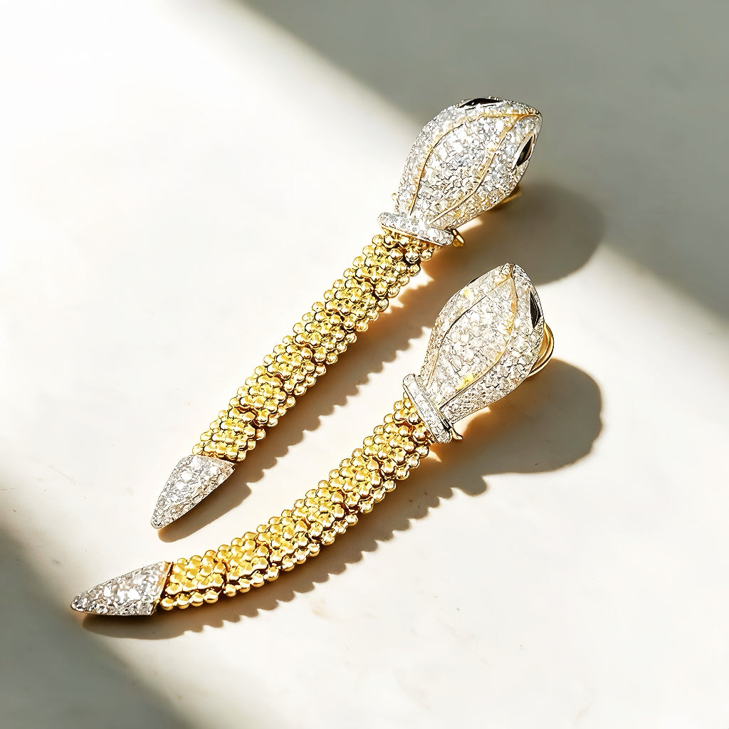 Snake 18k Gold Diamond Earring (Item No. VT336)