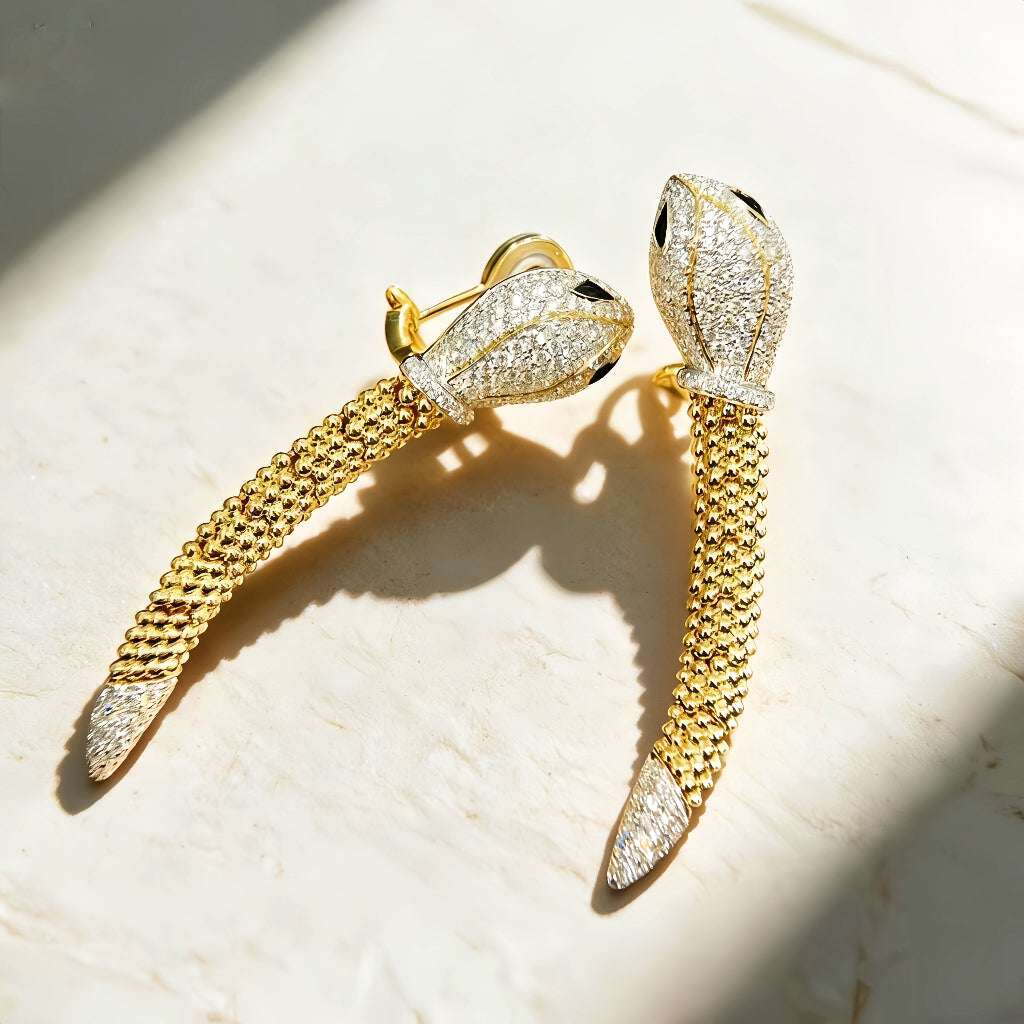 Snake 18k Gold Diamond Earring (Item No. VT336)
