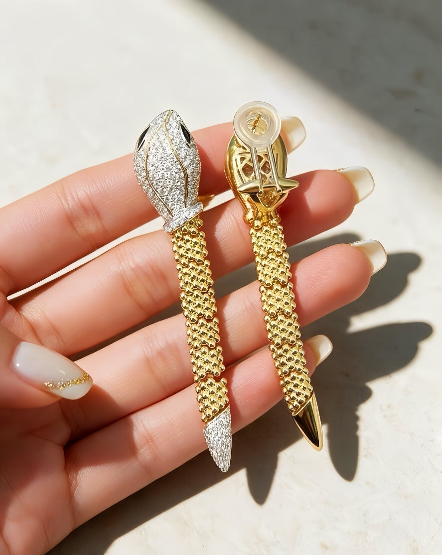 Snake 18k Gold Diamond Earring (Item No. VT336)