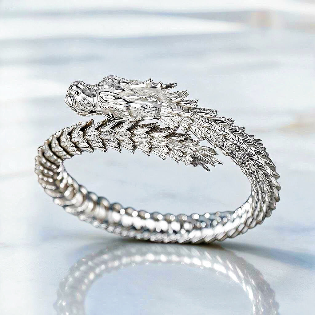 Dragon Elastic Silver Bracelet (Item No. TDBS0001)