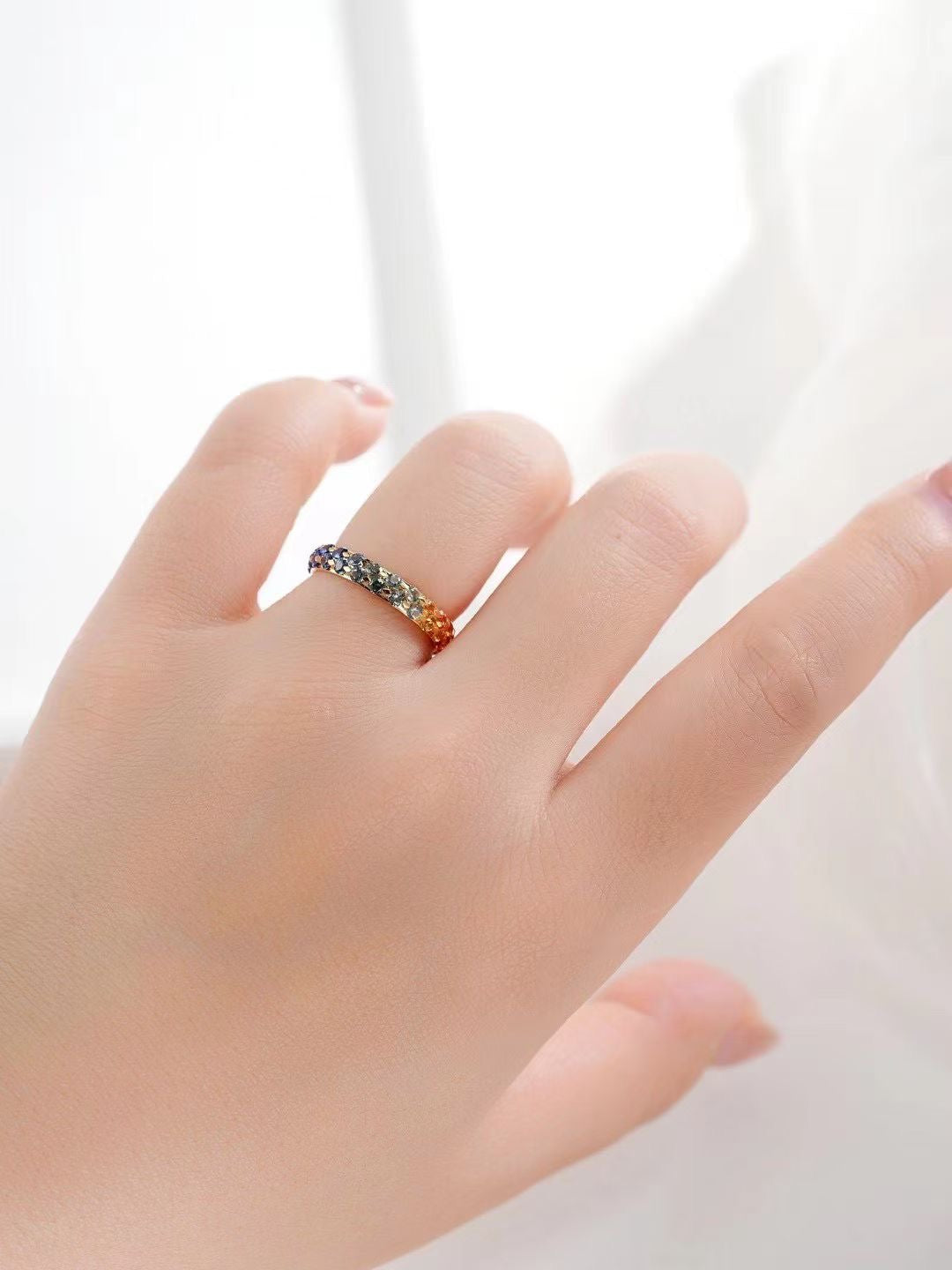 Rainbow Sapphire 18k Gold Ring (Item No. SA131)