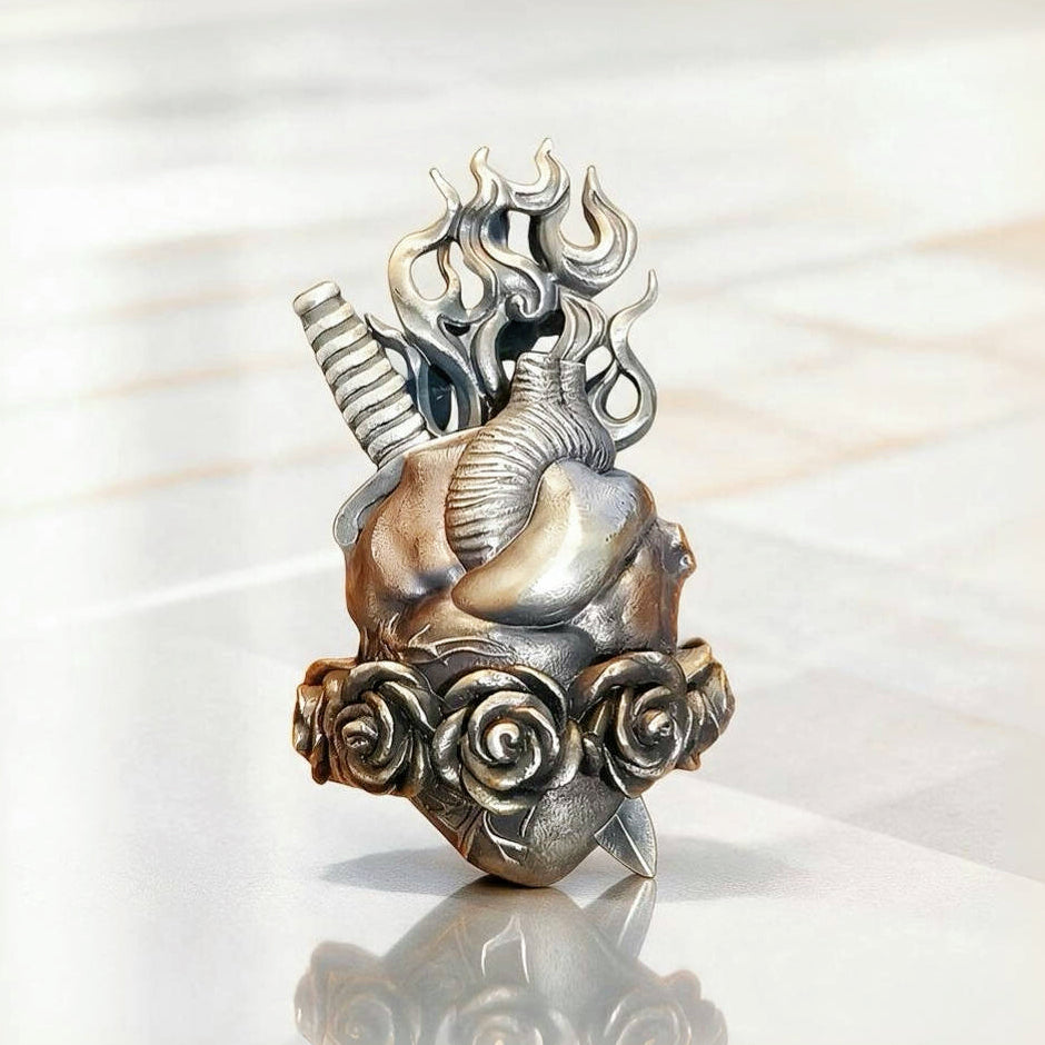 Heart & Rose Silver Pendant (Item No. SC034)