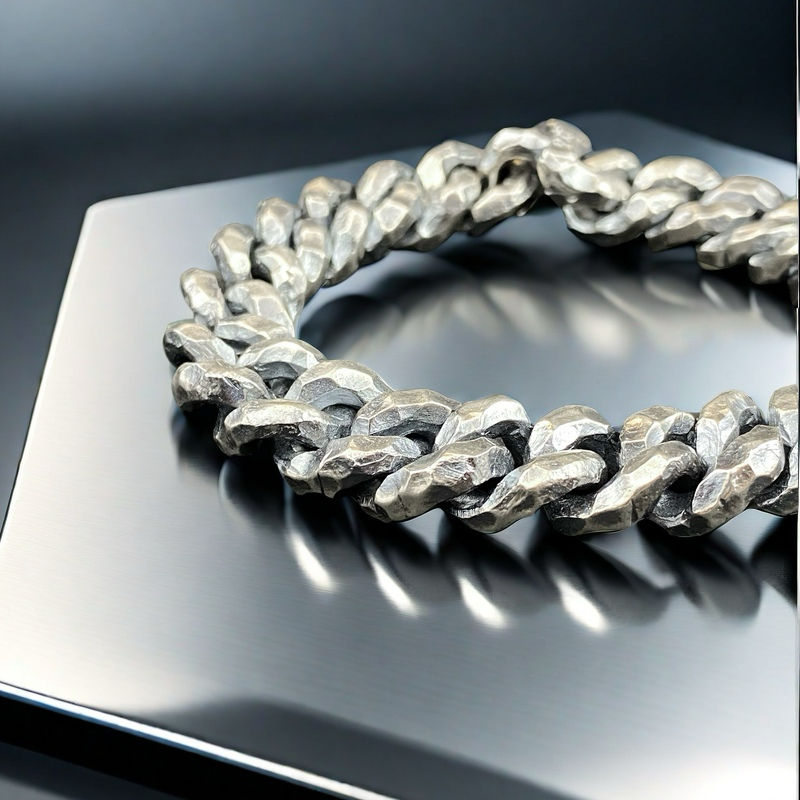 Heavy Metal Hammered Silver Bracelet (Item No. B0611 )