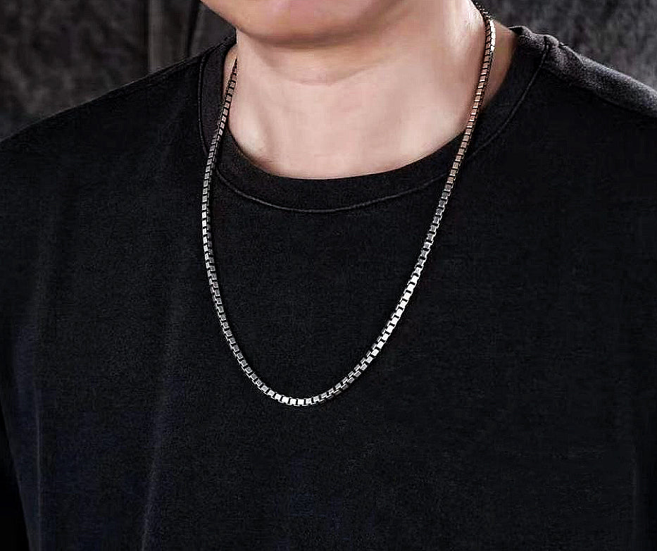 Box Silver Necklace Chain (Item No. N0078)