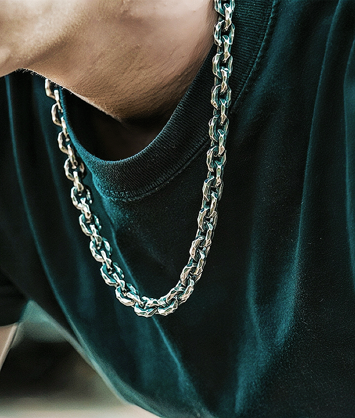 11mm Hammered Silver Necklace Chain (Item No. N0003)