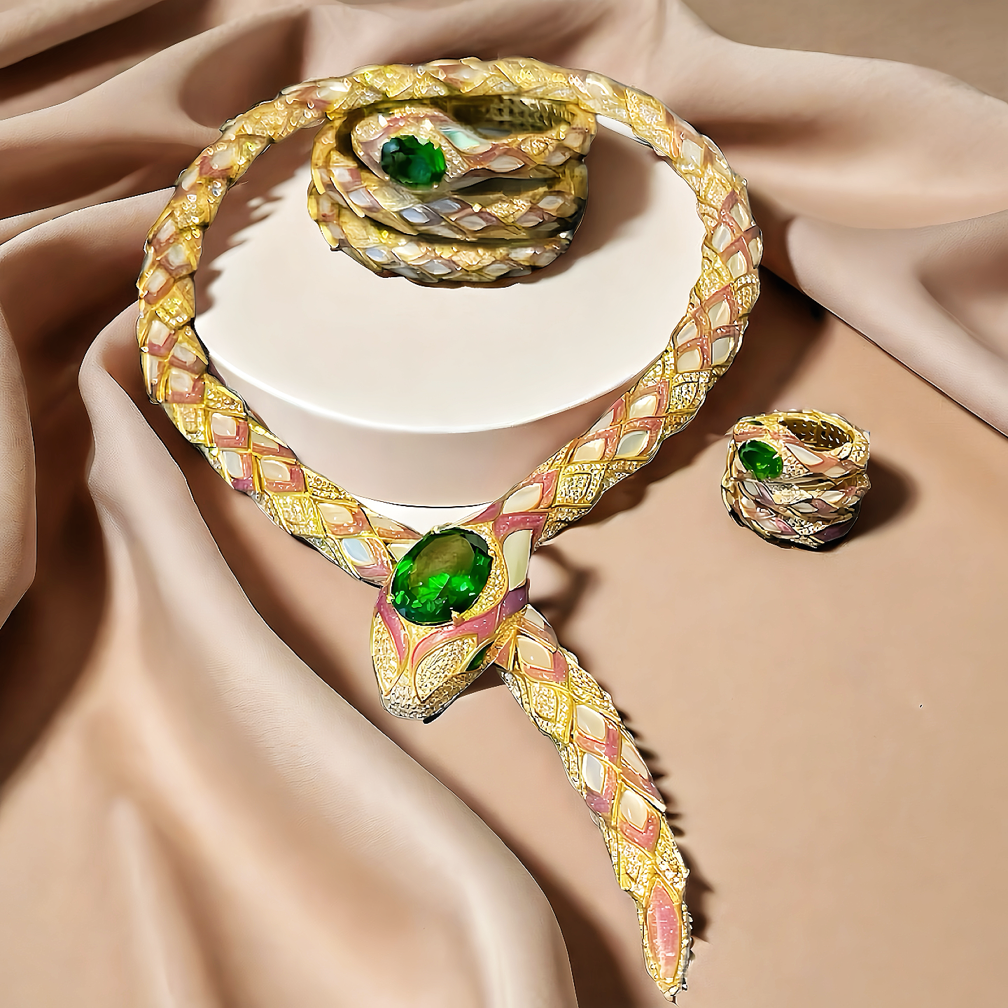 Gold Ouroboro Set/ Necklace Bracelet Ring (Item No. GP0017)