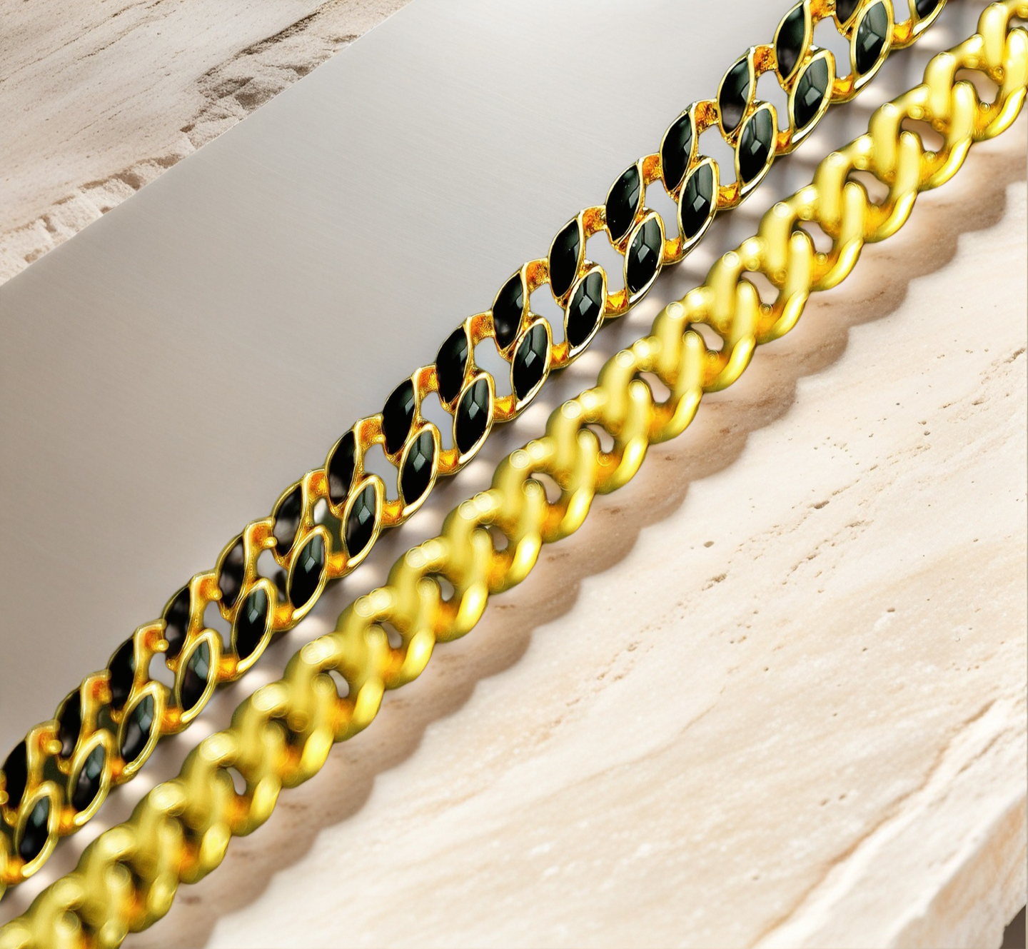 Curb Link Enamel Sterling Silver/9k/14k/18k Necklace Chain (Item No. GN0003)