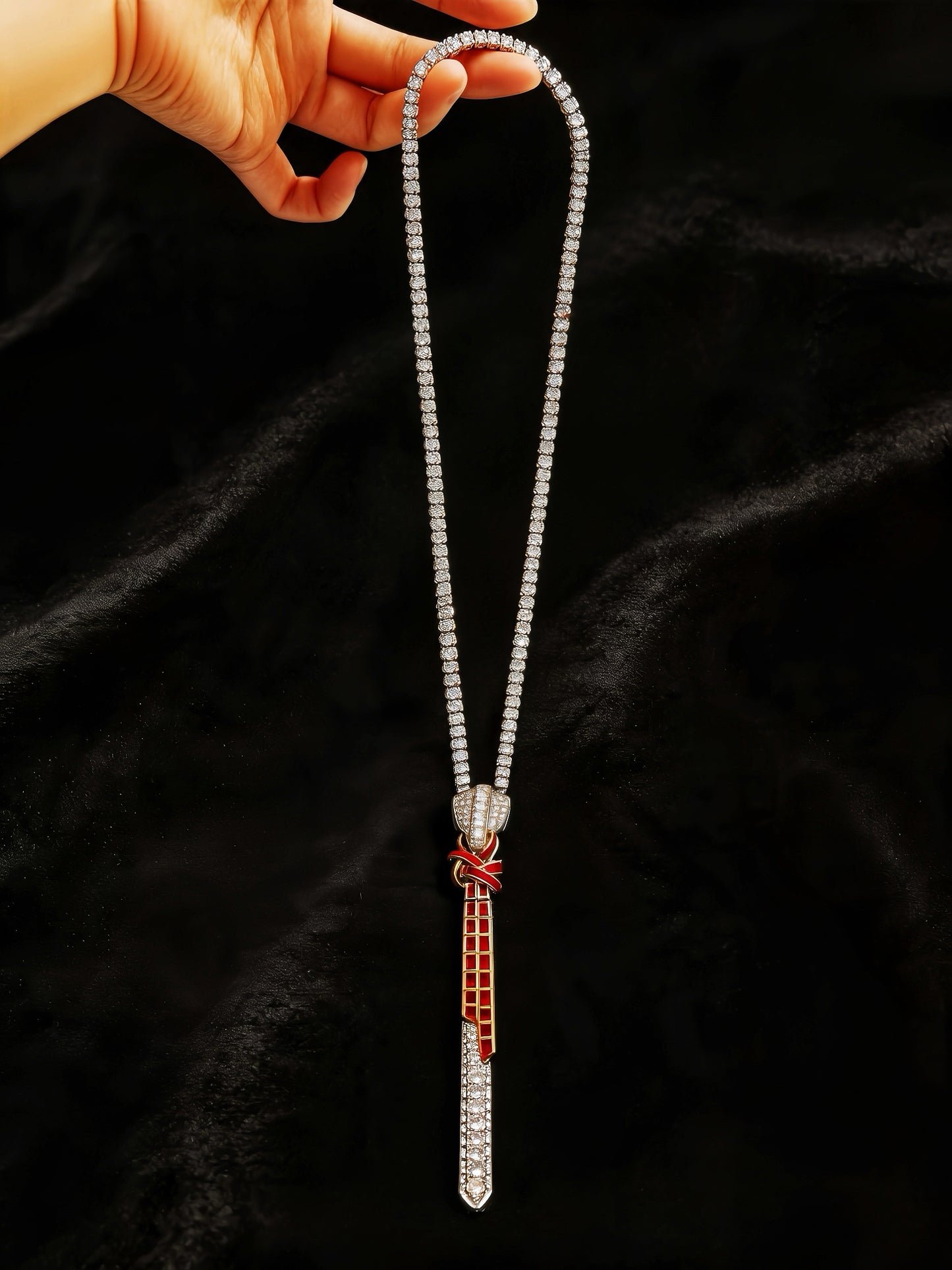 Vintage Zip 18k Gold Diamond Ruby Necklace (Item No. VT211)