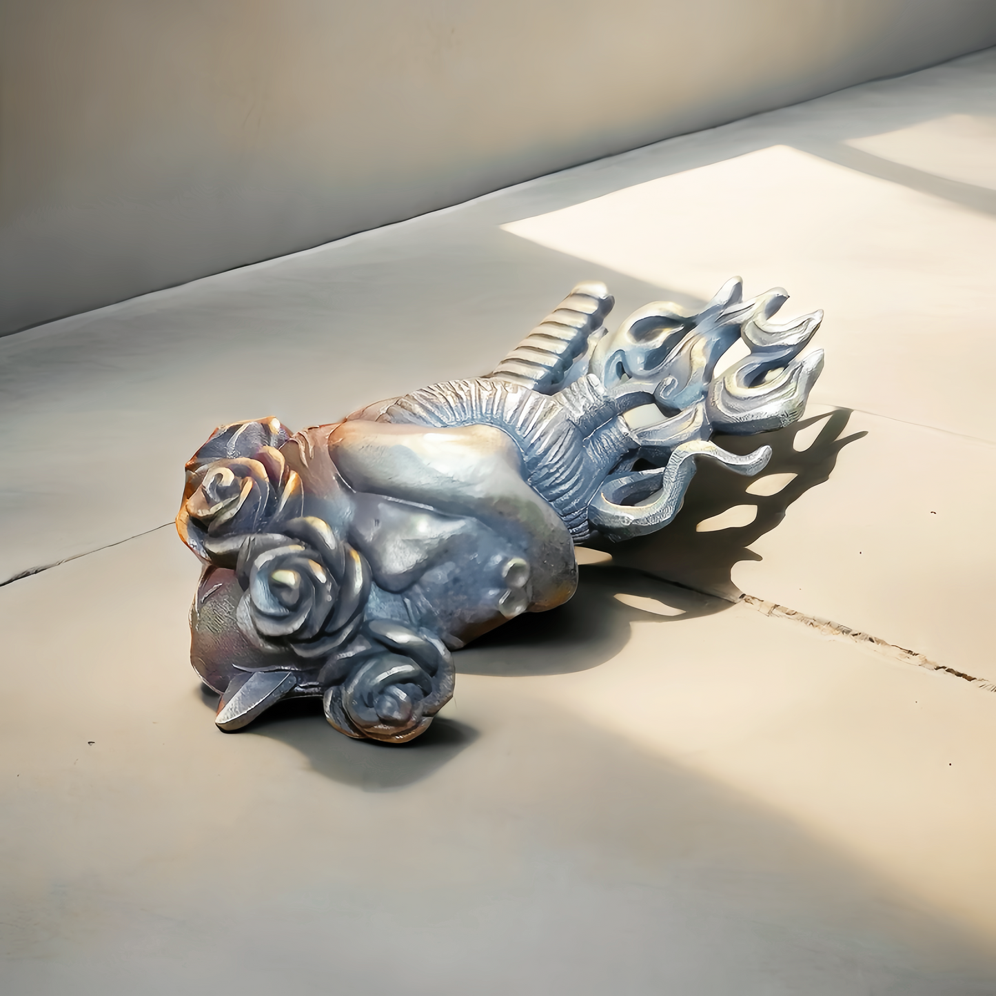 Heart & Rose Silver Pendant (Item No. SC034)