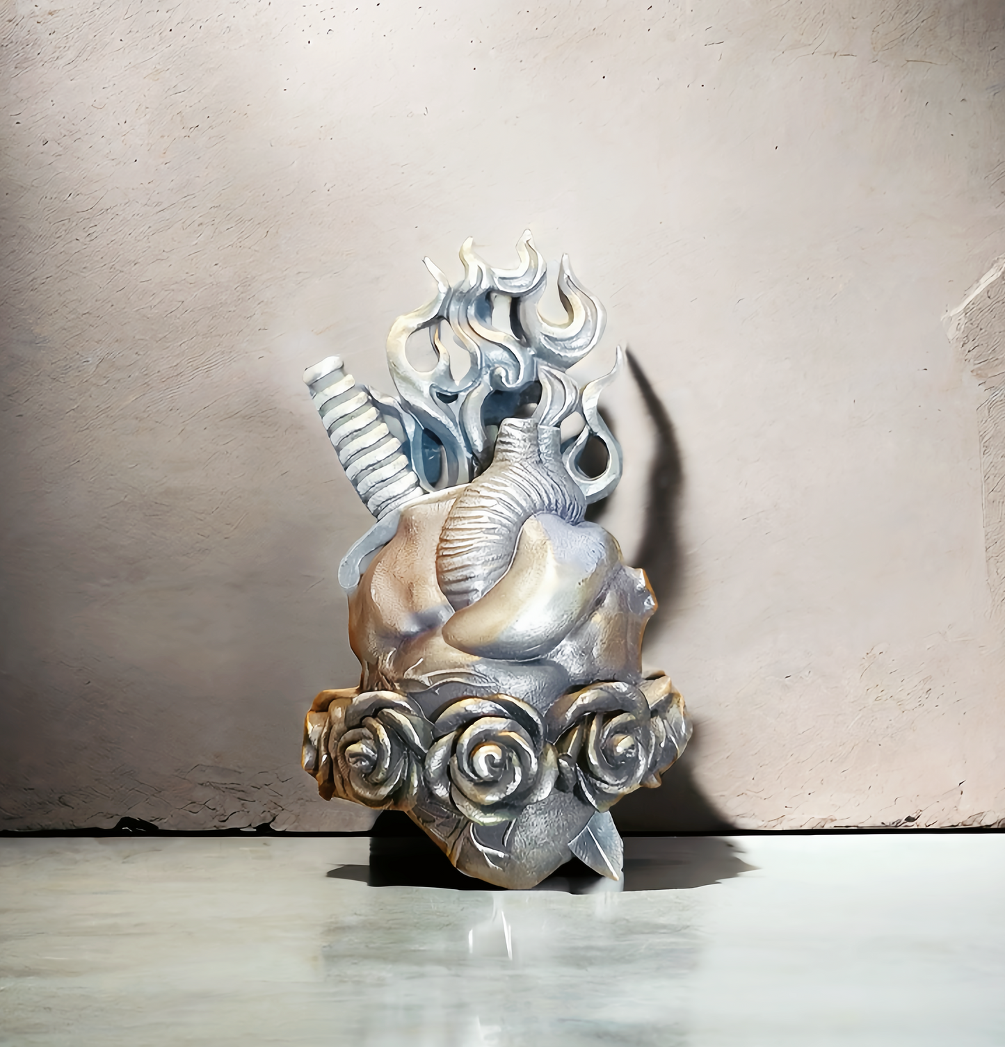 Heart & Rose Silver Pendant (Item No. SC034)