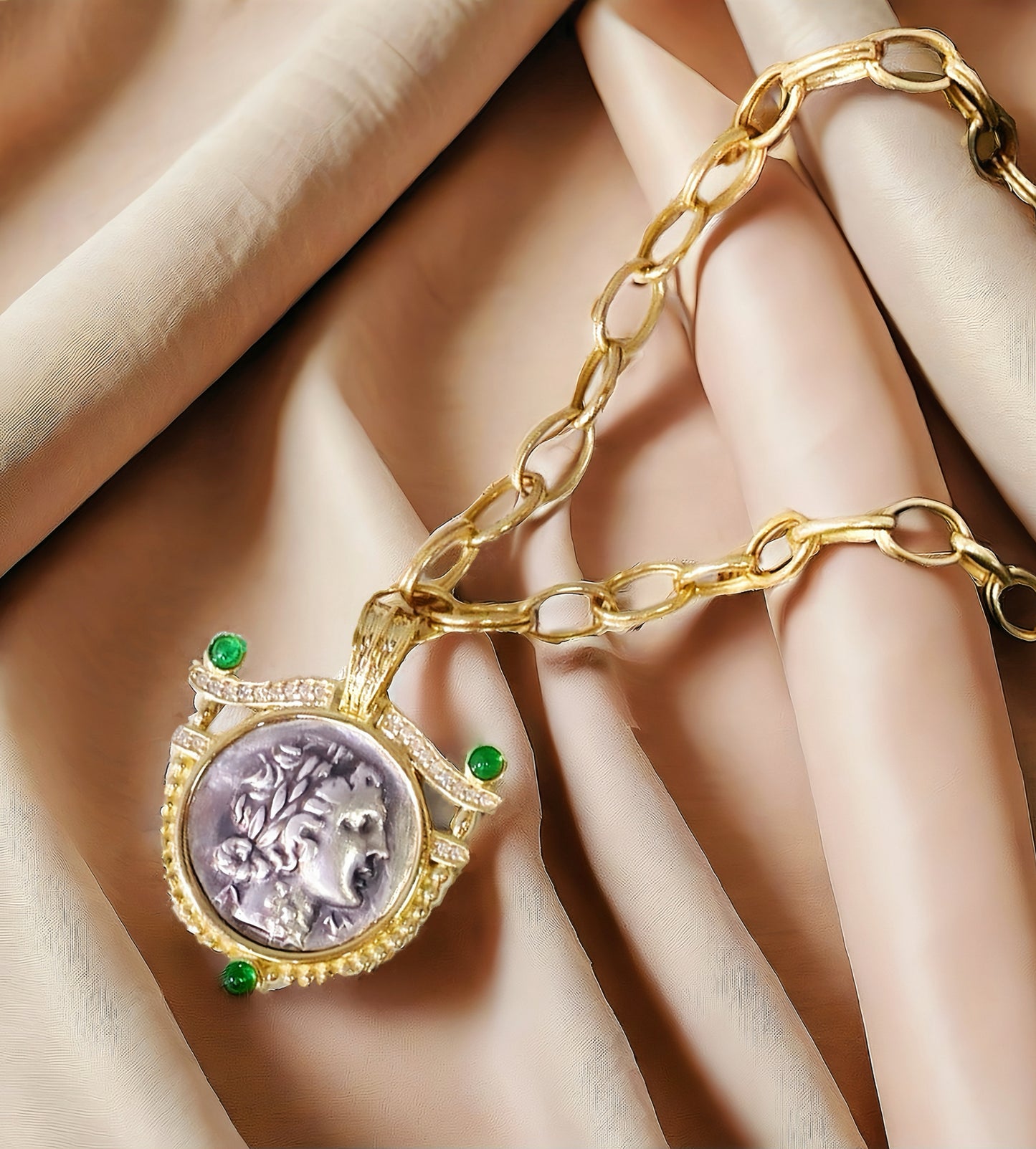 Apollo God of the Sun Ancient Greek Coin Medallion 18K Gold Collection (Item No. COIN036)