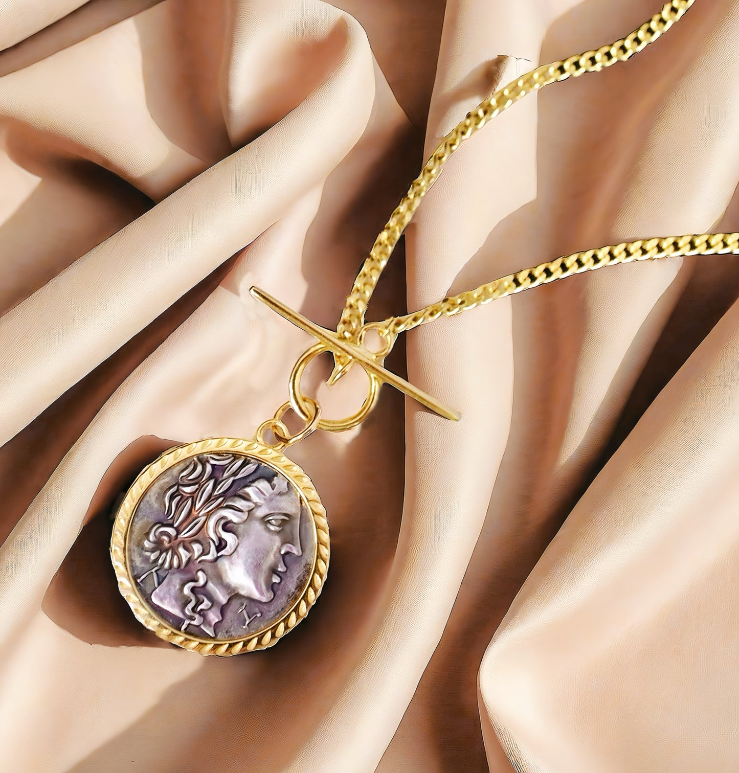 Apollo God of the Sun Ancient Greek Coin Medallion 18K Gold Collection (Item No. COIN036)