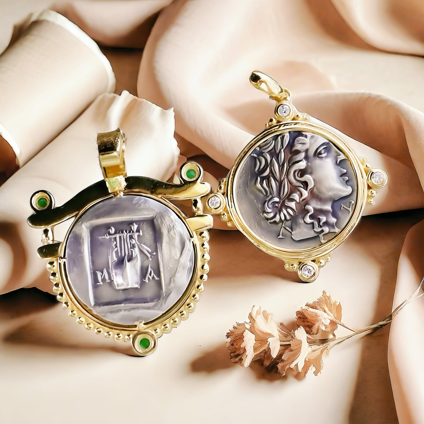 Apollo God of the Sun Ancient Greek Coin Medallion 18K Gold Collection (Item No. COIN036)