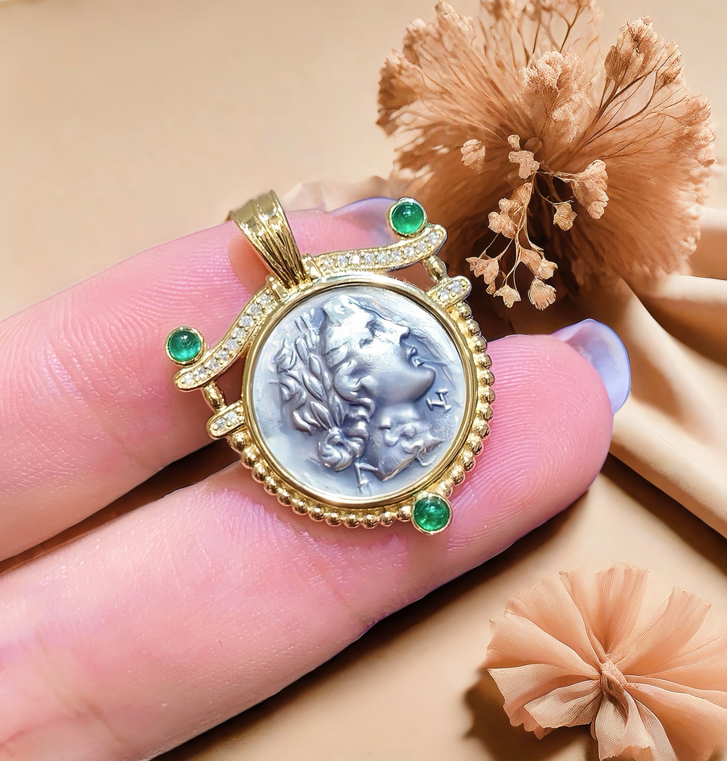 Apollo God of the Sun Ancient Greek Coin Medallion 18K Gold Collection (Item No. COIN036)