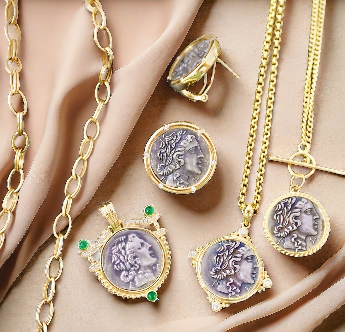 Apollo God of the Sun Ancient Greek Coin Medallion 18K Gold Collection (Item No. COIN036)