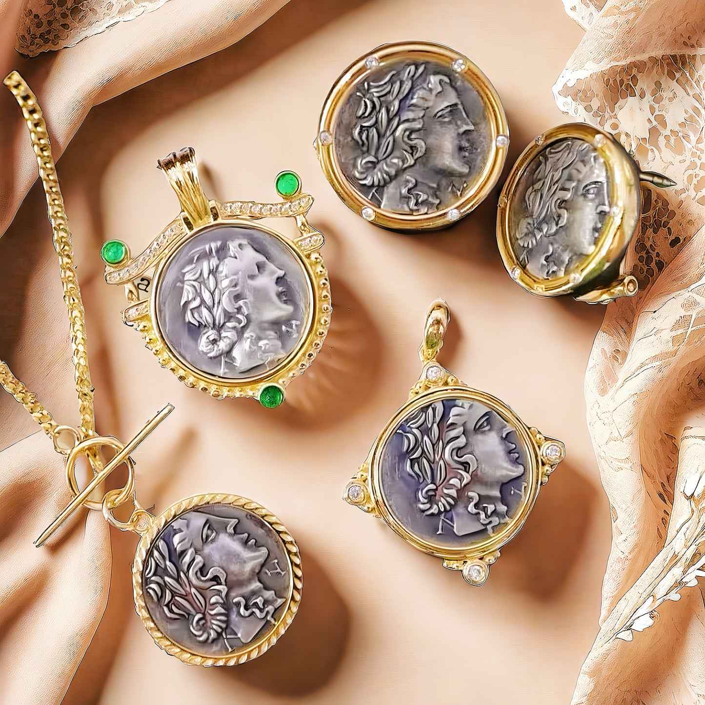 Apollo God of the Sun Ancient Greek Coin Medallion 18K Gold Collection (Item No. COIN036)