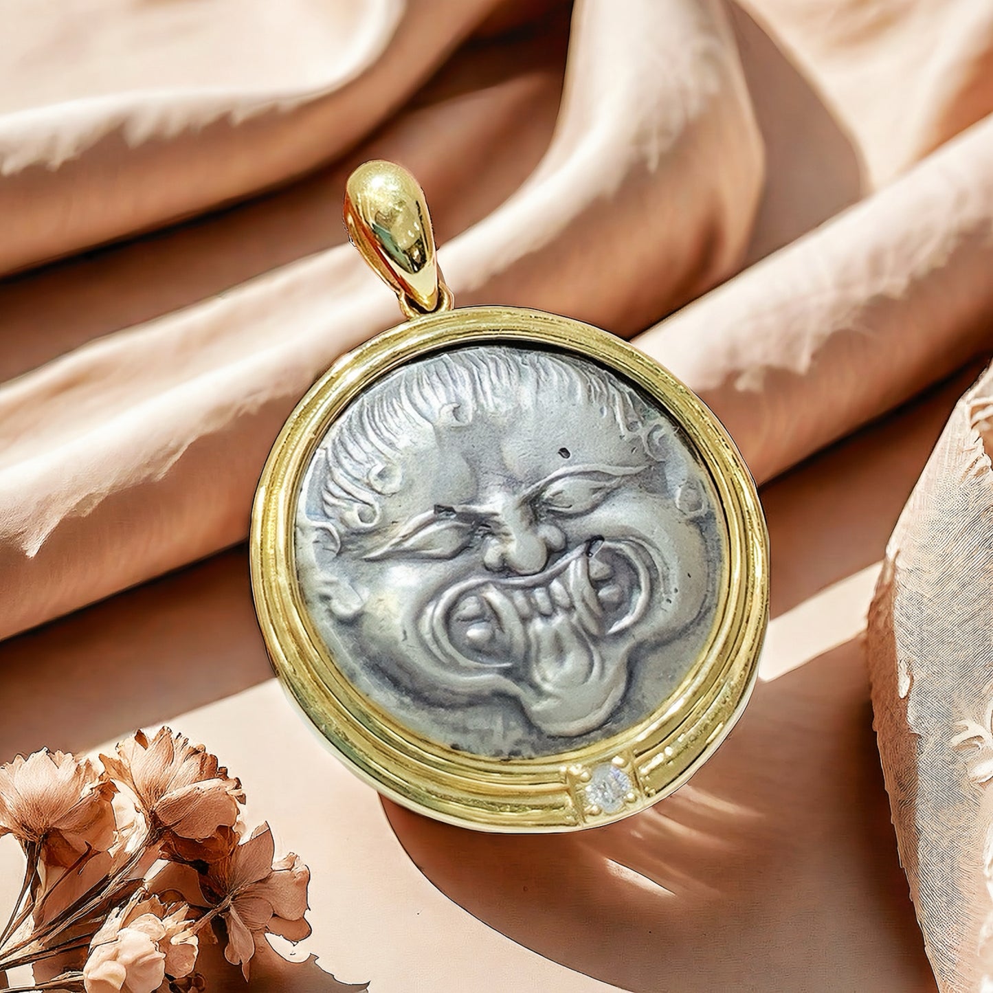 Gorgo Medusa Ancient Greek Coin Medallion 18K Gold Pendant (Item No. COIN040)