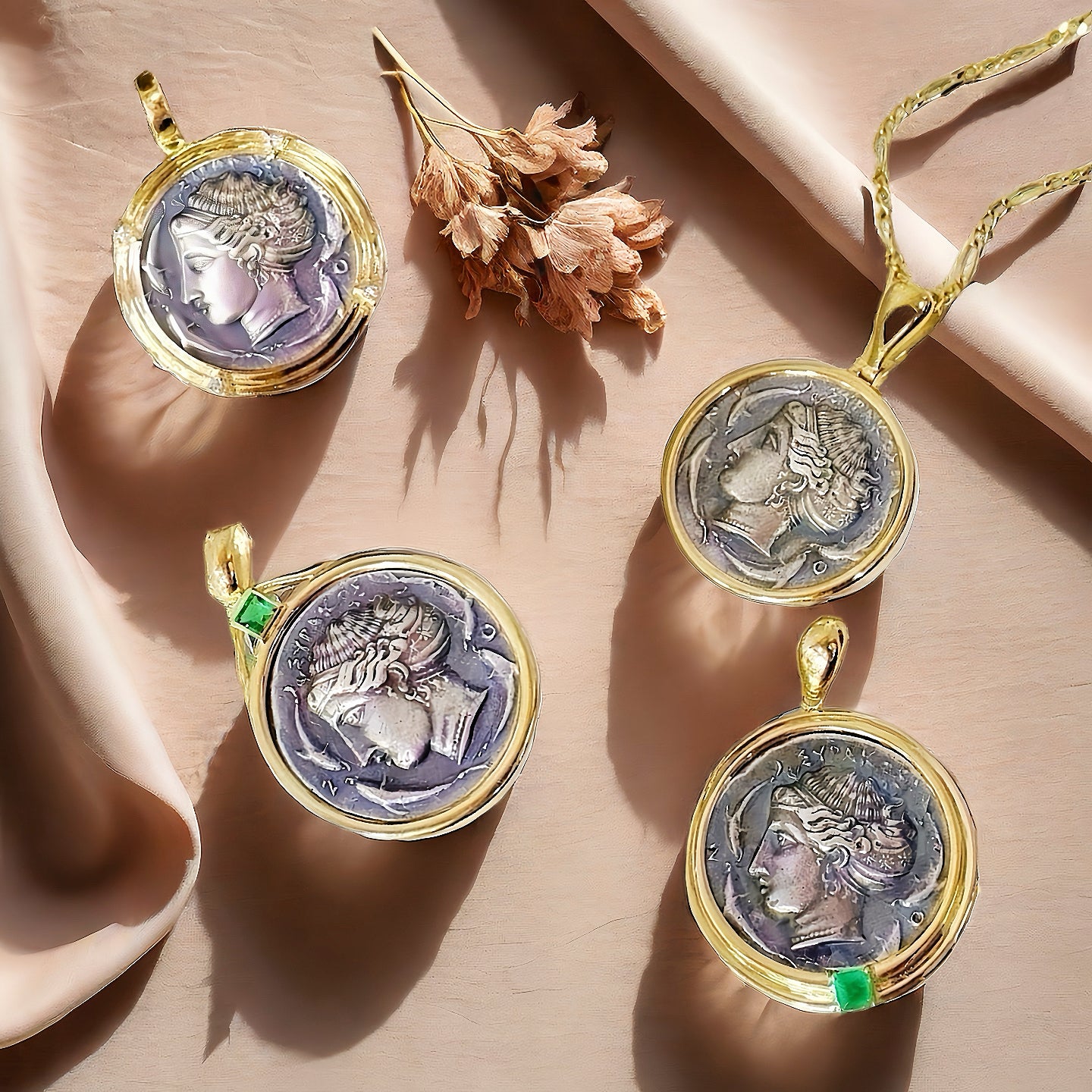 Arethusa Ancient Greek Coin Medallion 18K Gold Pendant (Item No. COIN052)