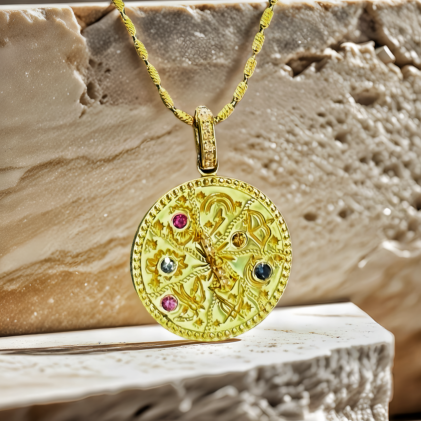 Compass Vintage 18k Gold Diamond Pendant (Item No. VT165)