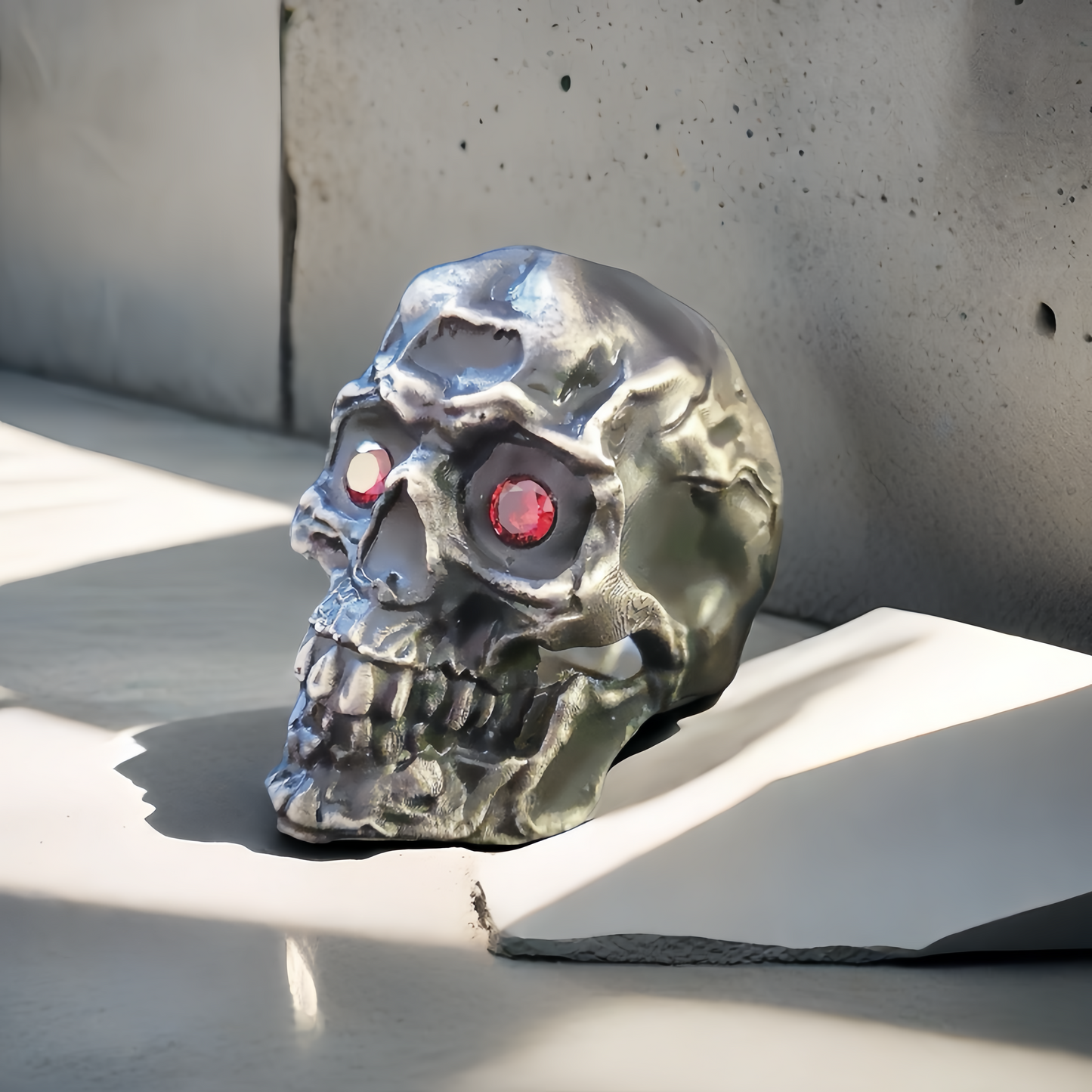 Ruby Eyes Skull Silver Ring (Item No. R0088)