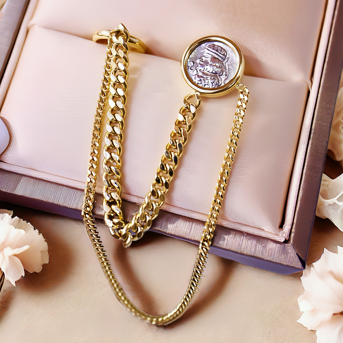 Parthian Emperor Ancient Coin Medallion 18K Gold Earring (Item No. COIN098)