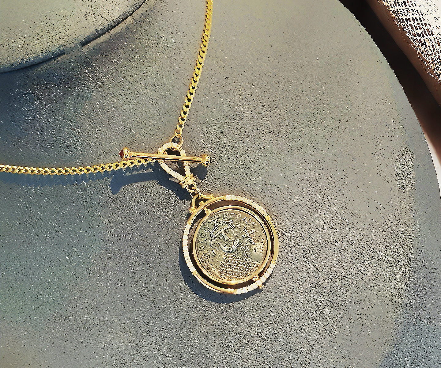 Byzantine Emperor Ancient Greek Coin Medallion 18K Gold Pendant (Item No. COIN064)