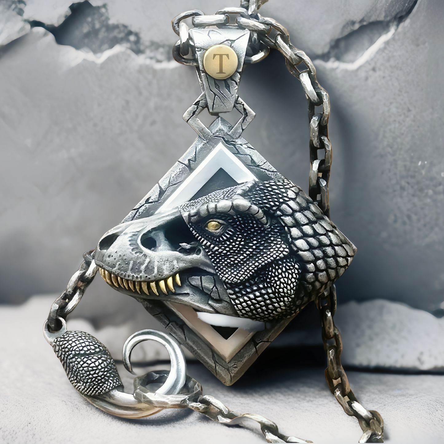 Jurassic Wolrd Silver Pendant Necklace (Item No. SC001)