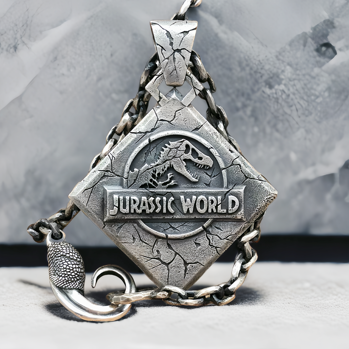 Jurassic Wolrd Silver Pendant Necklace (Item No. SC001)