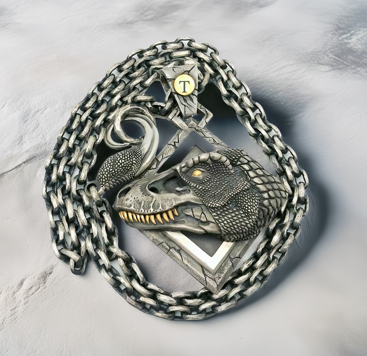 Jurassic Wolrd Silver Pendant Necklace (Item No. SC001)