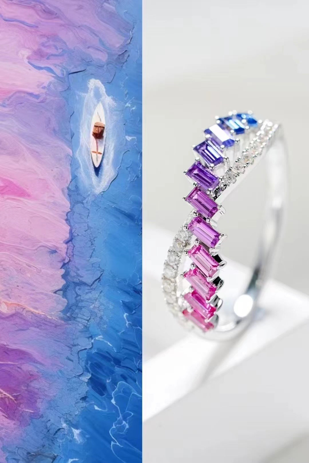 Rainbow Sapphire 18k Gold Ring (Item No. SA031)